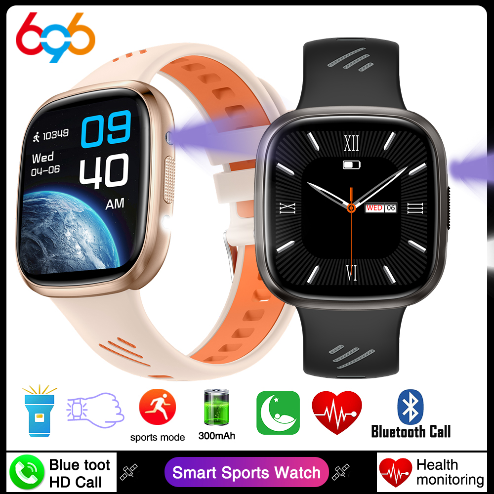 Smartwatch Purple Watches For Women - สมาร์ทวอทช์ผู้ชาย โทรผ่านบลูทูธ ไฟฉาย LED ตรวจสุขภาพกลางแจ้ง สมาร์ทวอทช์ผู้หญิง