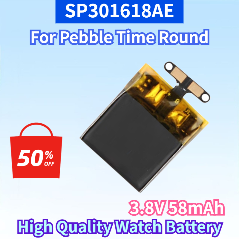 Smartwatch Pebble Watches - ใหม่ล่าสุด SP301618AE 3.8V 58mAh แบตเตอรี่ลิเธียมไอออนแบบชาร์จไฟได้สำหรับเพบเบิลไทม์ ราวด์คุณภาพสูงนาฬิกาเปลี่ยนแบตเตอรี่
