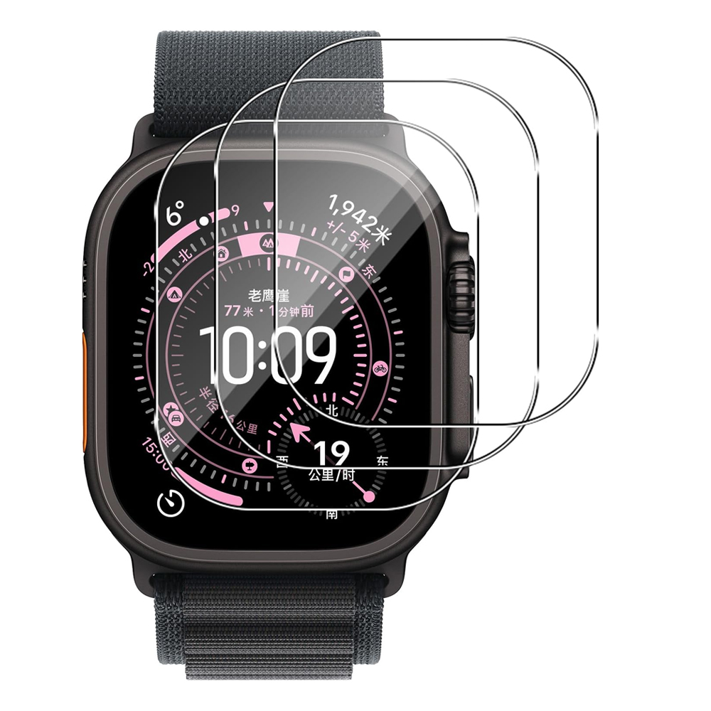 Apple Watch Band - กระจกนิรภัยสำหรับแอปเปิ้ลวอตช์อัลตร้า 3 49 มม.ป้องกันหน้าจออุปกรณ์เสริมป้องกันรอยขีดข่วน HD ฟิล์มเต็มไอวอทช์