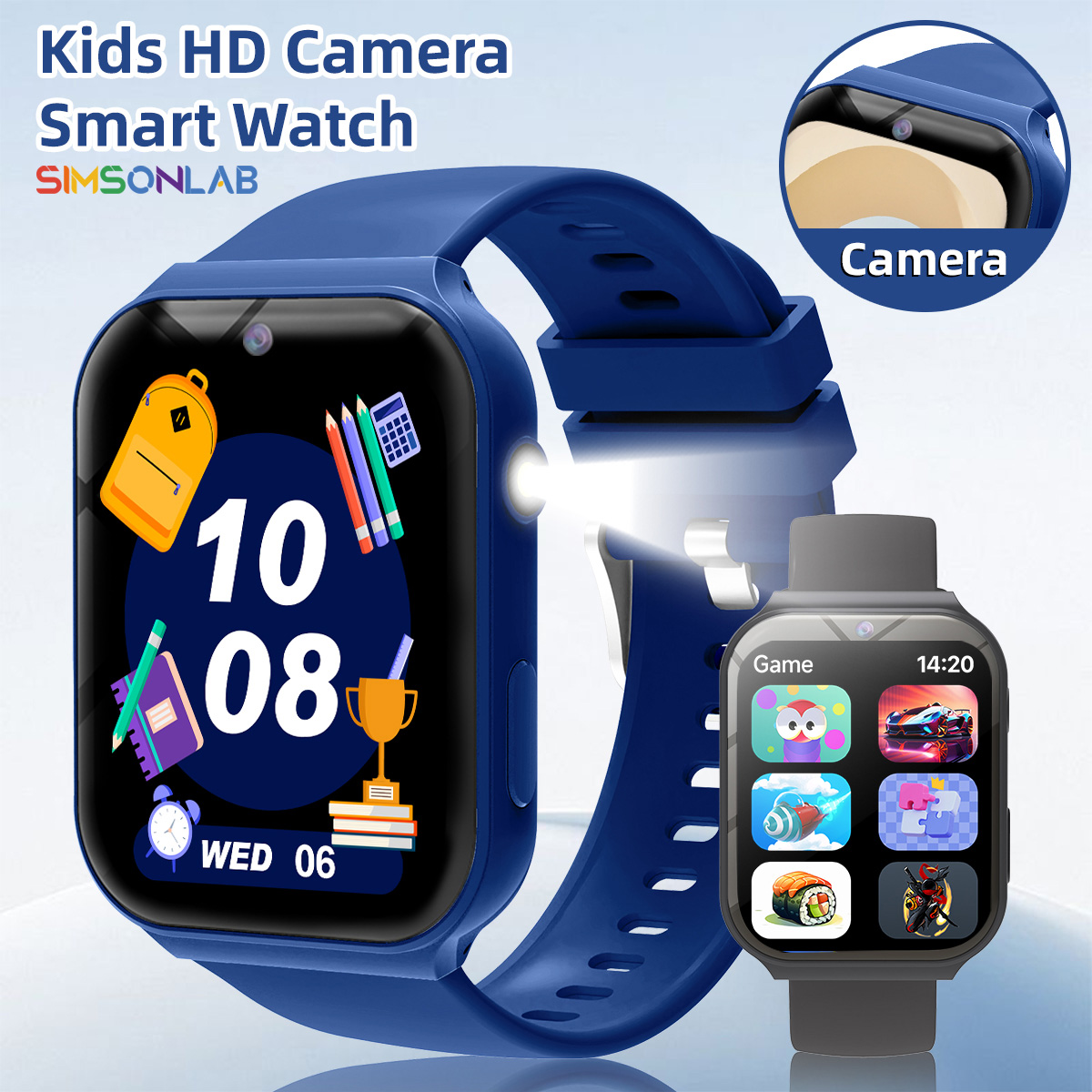 Smartwatch Watches For Kid Girl - เพื่อนร่วมเรียนสำหรับเด็ก กล้อง HD ไฟฉาย เกมหลากหลาย เครื่องคิดเลข