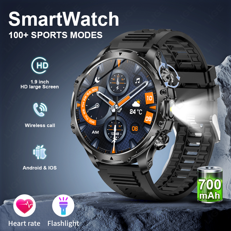 Smartwatch Timex Watches For Men - LIGE Smartwatch ทหารผู้ชาย 1.9 