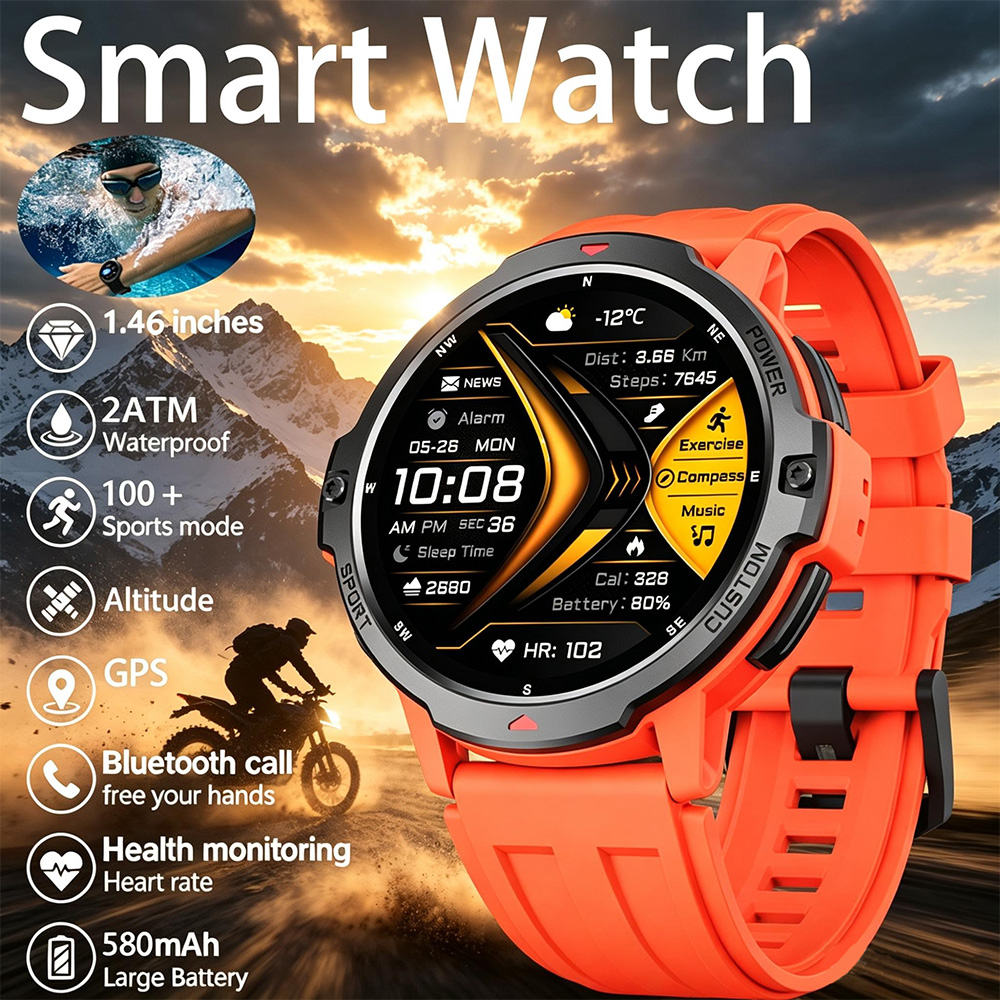 Smartwatch Timex Watches For Men - ใหม่ 6 แกนไจโรสโคปทหาร GPS สมาร์ทวอทช์ 3ATM
