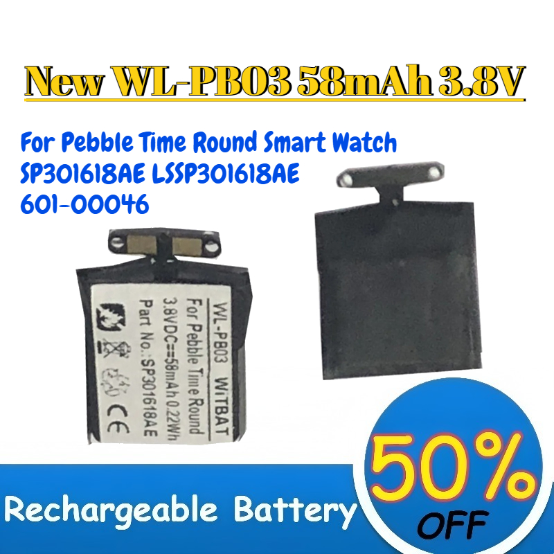 Smartwatch Pebble Watches - คุณภาพสูงใหม่ WL-PB03 58mAh 3.8V แบตเตอรี่ทดแทนสำหรับเพบเบิล ไทม์