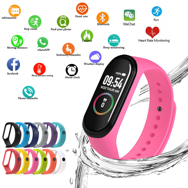 Smartwatch Branded Watches For Women - M4นาฬิกาสมาร์ทกีฬาสายรัดข้อมือสำหรับผู้หญิง LED Screen Fitness Tracker บลูทูธกันน้ำนาฬิกาแบรนด์กีฬานาฬิกา