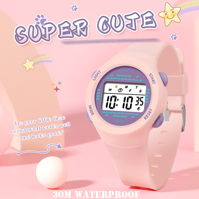 Smartwatch Digital Watches For Kid Girl - นาฬิกานักศึกษาชายกลางน่ารักสีชมพูสำหรับหญิงสาว Jam Tangan elektronik สำหรับเด็กกันน้ำ30ม. ของขวัญ