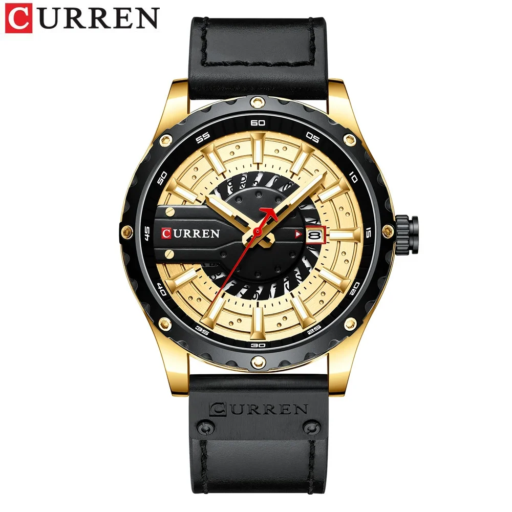 Smartwatch New Watches - นาฬิกาข้อมือ Curren 8374 พร้อมปฏิทิน ดีไซน์เรียบง่าย สไตล์ธุรกิจ
