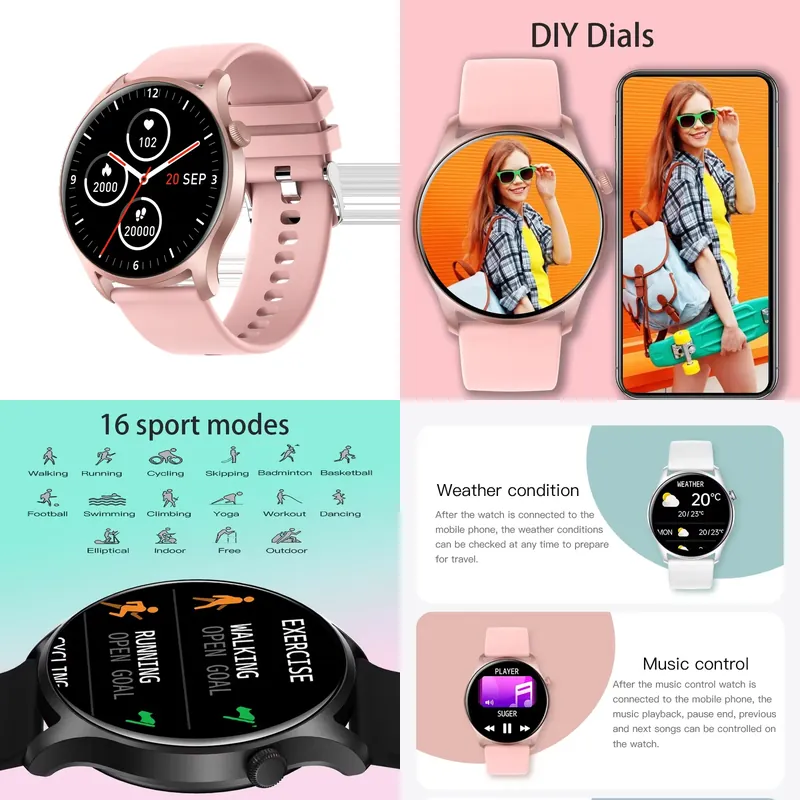 Watch Smartwatch Android - SENBONO MAX8 ผู้ชายสมาร์ทวอทช์ผู้หญิงพร้อมเครื่องติดตามฟิตเนสเพลงเครื่องติดตามการนอนหลับ IP67 กันน้ำสำหรับแอนดรอยด์ ไอโอเอสแฟชั่น