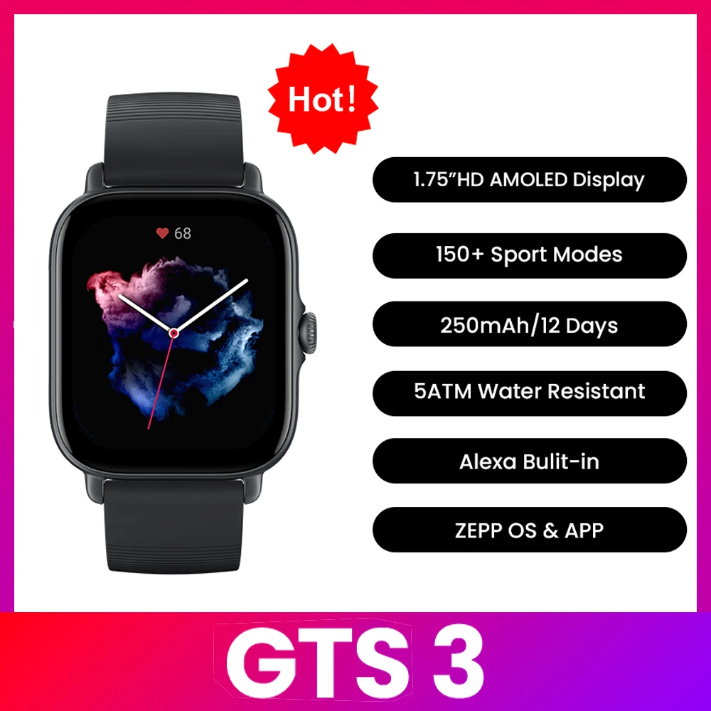 Smartwatch Timex Watches For Men - สมาร์ทวอทช์ Amazfit GTS 3 กันน้ำ 5ATM