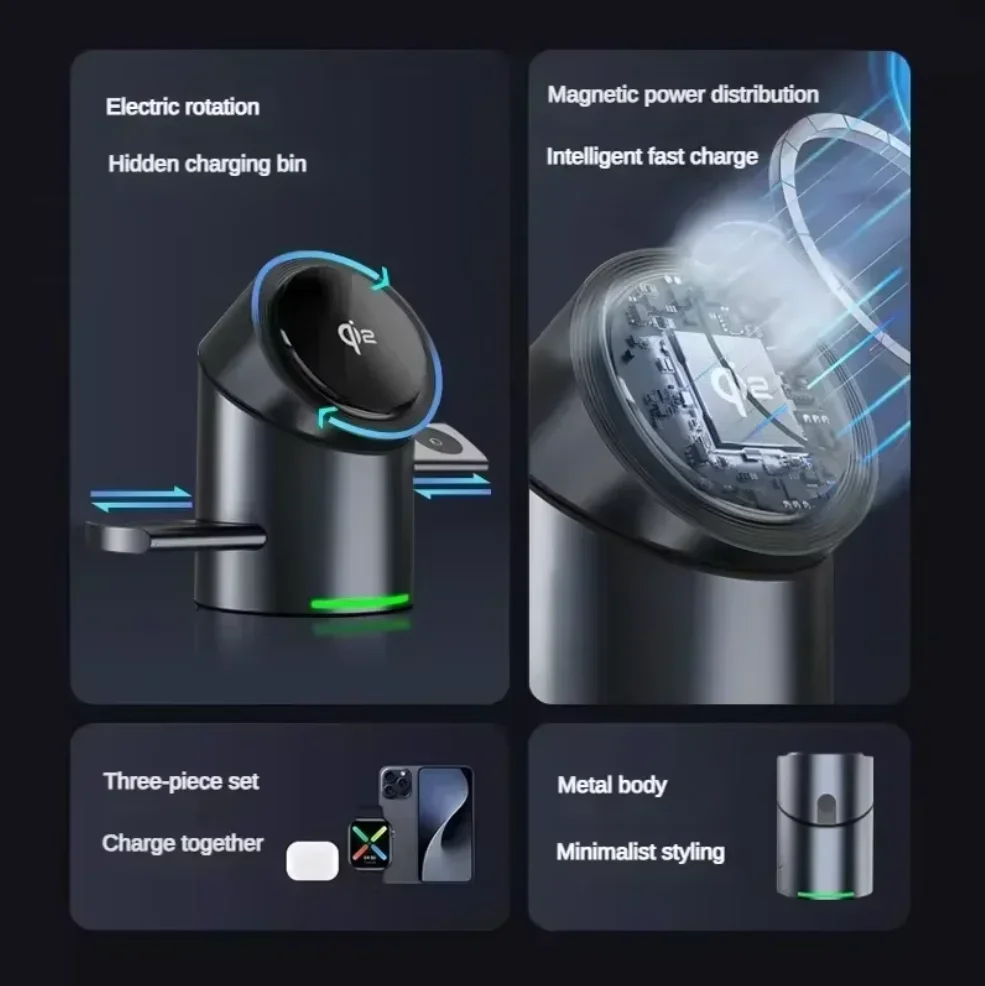 แท่นชาร์จไร้สายแม่เหล็ก 3in1 ร - Watch Smartwatch Android บทวิจารณ์และราคา