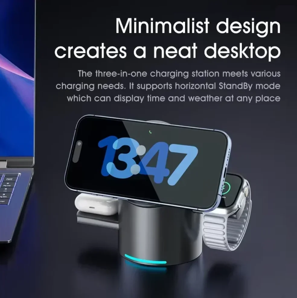 แท่นชาร์จไร้สายแม่เหล็ก 3in1 ร - Watch Smartwatch Android บทวิจารณ์และราคา