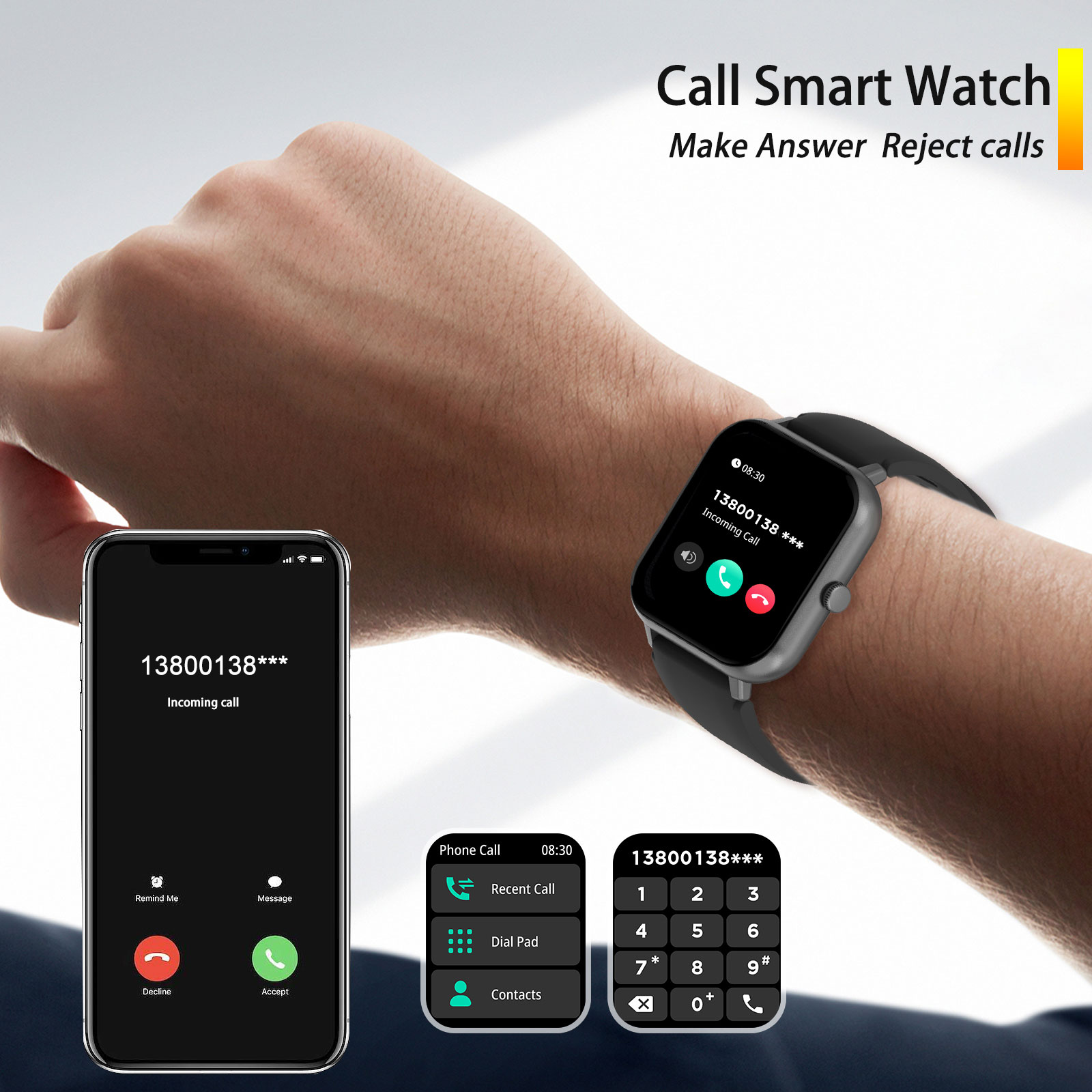สมาร์ทวอทช์1.44นิ้วการโทร/โทรแ - Smartwatch Iphone Watch For Men บทวิจารณ์และราคา