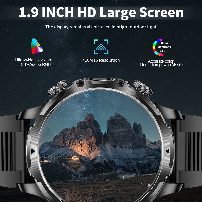 LIGE Smartwatch ทหารผู้ชาย 1.9 - Smartwatch Timex Watches For Men บทวิจารณ์และราคา