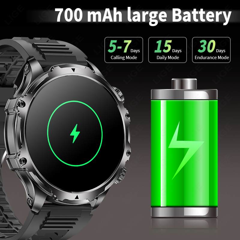 LIGE Smartwatch ทหารผู้ชาย 1.9 - Smartwatch Timex Watches For Men บทวิจารณ์และราคา