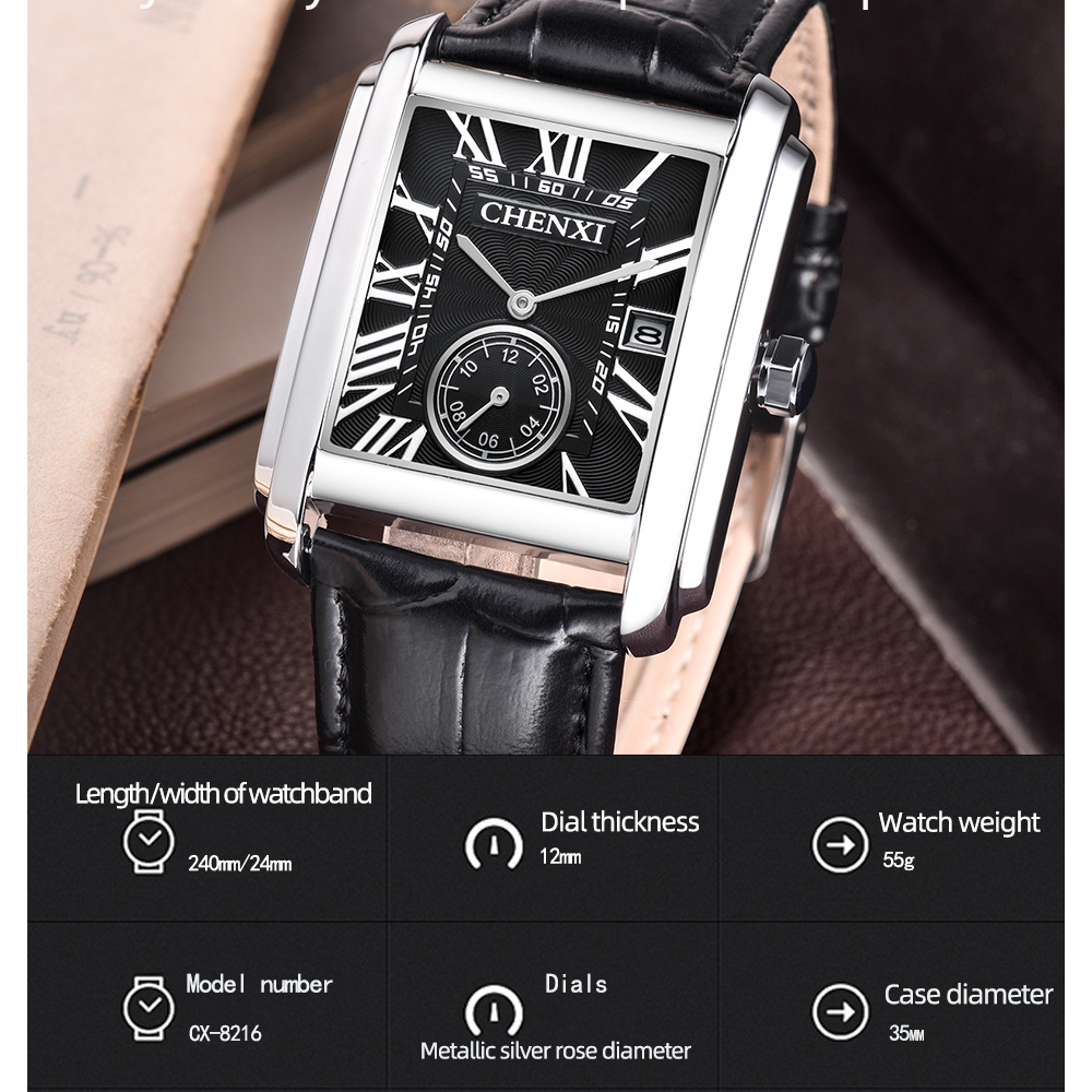 CHENXI 8216 แฟชั่นคลาสสิกสแควร - Smartwatch Watches For Men Brands บทวิจารณ์และราคา